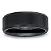 Jewelista Mens 8mm Black Ceramic Satin Finish Beveled Edge Band