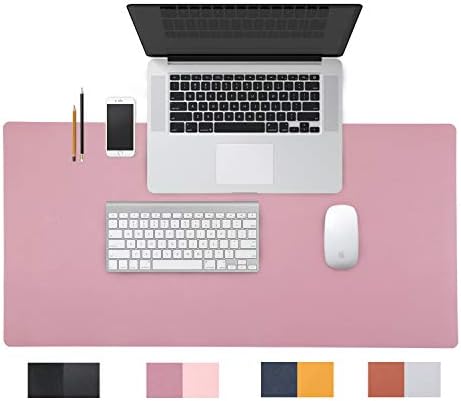 YOOMALL Leather Desk Pad Protector,Mouse Pad,Office Desk Mat, Non-Slip PU Leather Desk Blotter,Laptop Desk Pad,Waterproof Desk Writing Pad for Office and Home，Both Sides One Piece with Two Colors