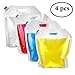 Pack4Life 4 Count Water Storage Container 5 litres Collapsible Water Bag, BPA Free Plastic Water Carrier for Sport Camping Riding Hiking (4 Pack)