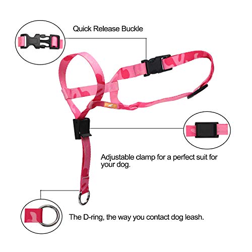 wintchuk Patterned Dog Head Collar with 2 Colorful Designs, Head Harness Stops Dog Pulling, Head Leash(M,Spring Flower) - Thumbnail 2