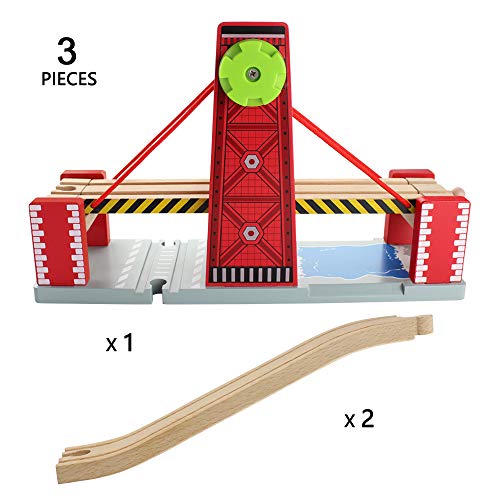 Catschat Holz Schienen Zugbrücke - Holzeisenbahn Set Zubehör – Bild 3
