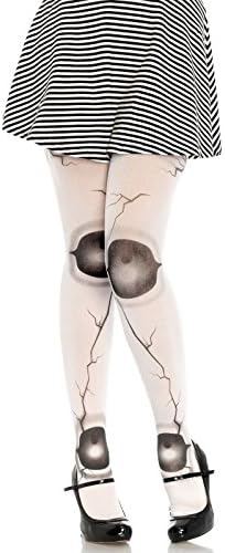 Lingerie0306 Scary White Black Joints Cracked Doll Chucky Bride of Tights Hosiery Halloween Fancy Dress Ladies 8 10 12 14 16