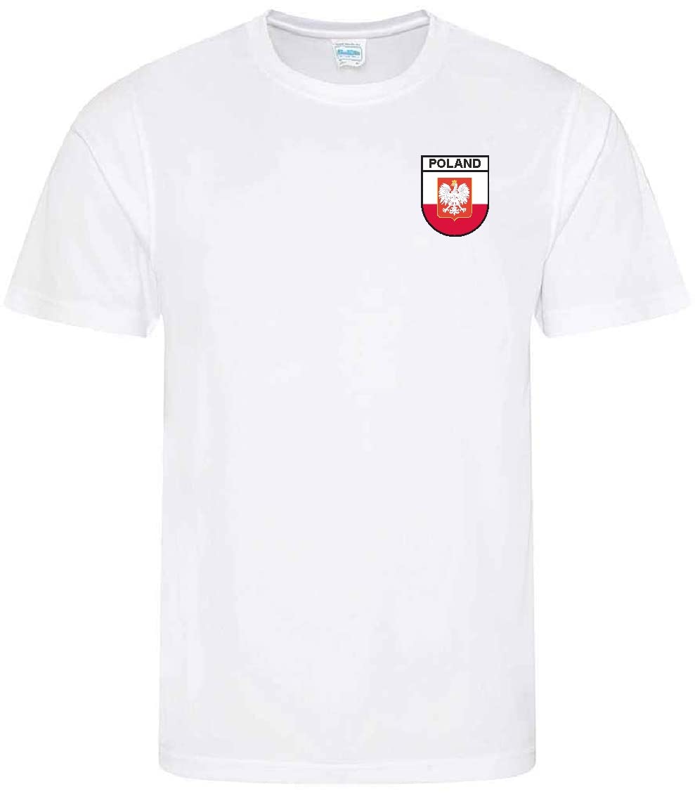 Poland Polish Printed Supporters Unisex Mens Womans T-Shirt for World Cup Football Euros Rugby Non Official (White, X-Small)