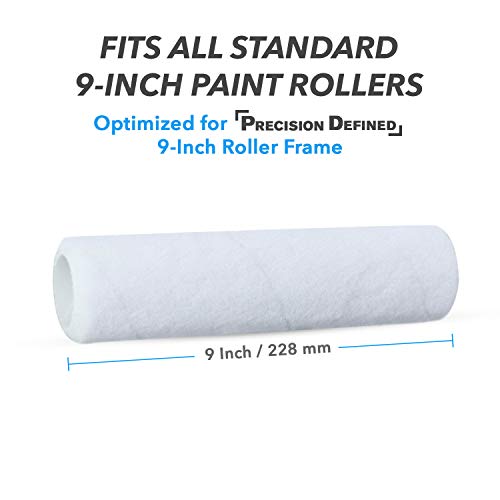 Precision Defined 9-inch Paint Roller Covers Refill 6-Pack, Replacement Covers for Roller Brushes Set (1/2-Inch Nap)