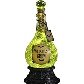 Lighted Witches Brew Poison Bottle Glitter Globe, Green Light Up Halloween Apothecary Decoration with Swirling Glitter Effect Spooky Witchy Tabletop Decor for Mantel Shelf Party Home Office，1Pcs
