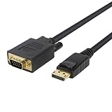DP to VGA Cable, CableCreation 6Ft Displayport to VGA Cable Gold Plated, Standard DP Male to VGA Male Cable Black Color