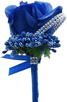 SISIMOM Boutonniere Pins,Wedding Prom Boutonniere Graduation Party Boutonniere Wedding Groom Groomsmen Brooch Rose Boutonniere Pin(Flower1) (Navy Blue)