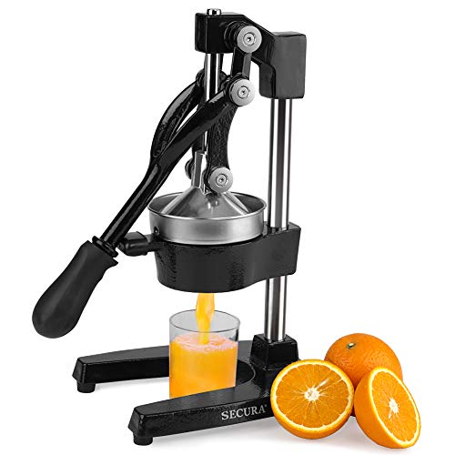 Secura Hand Juicer -Hand Press Manual Fruit Juicer Commercial Grade Press Orange and Lemon Press Juicing,Black