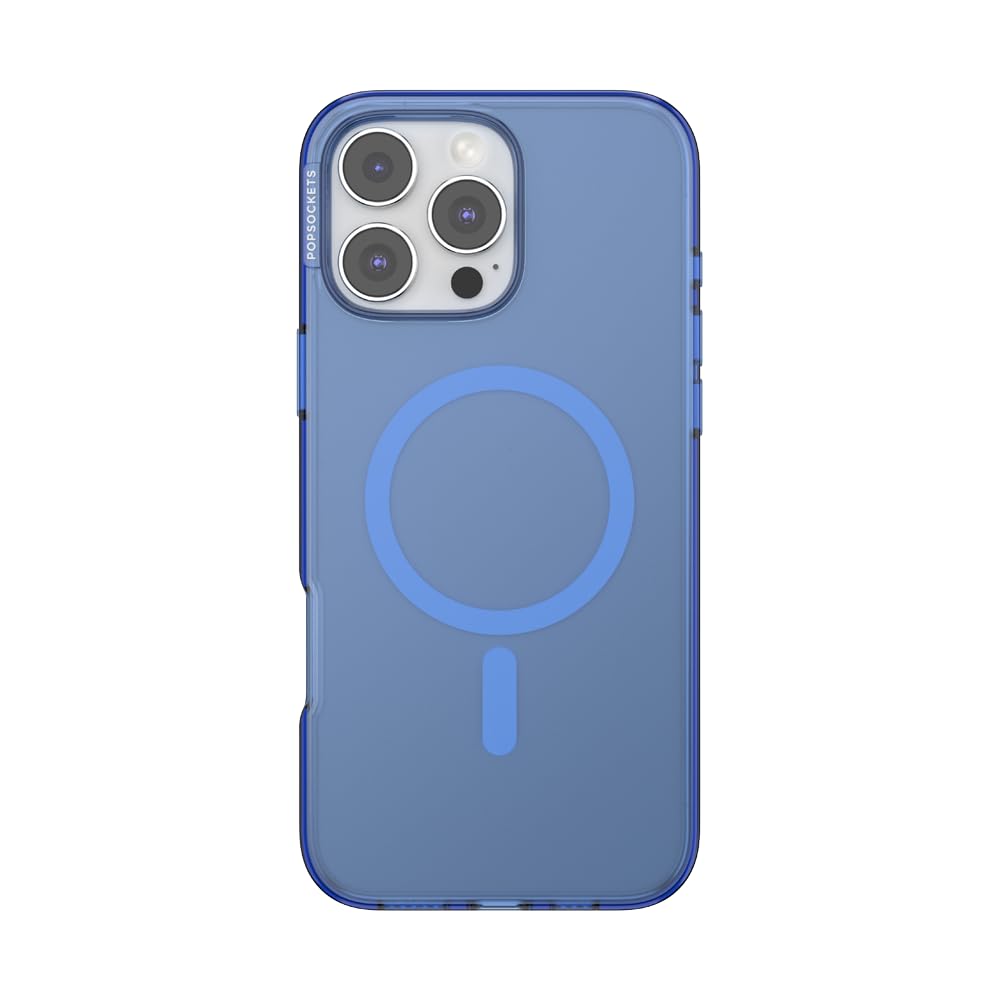 PopSockets iPhone 16 Pro Max Case Compatible with MagSafe, Phone Case for iPhone 16 Pro Max, Wireless Charging Compatible, Case Only - Vermeer Blue