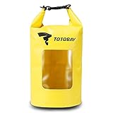 TOTOBAY Waterproof Dry Bag, Upgrade Design Perspective Window Roll Top Dry Sack with Adjustable Shoulder Straps for Water Outdoor Sports (Yellow, 10 L)