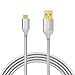 Anker 6ft / 1.8m Nylon Braided Tangle-Free Micro USB Cable with Gold-Plated Connectors for Android, Samsung, HTC, Nokia, Sony and More (Silver)