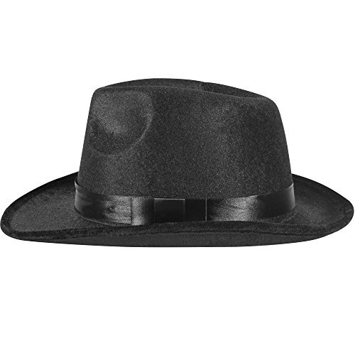 Black Fedora Gangster Hat Costume Accessory - Pack of 6