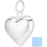 Beebeecraft 1 Box Small Heart Charms 925 Sterling Silver 3D Heart Charm with Jump Rings Love Hearts Dangle Charms