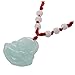 SODIAL(R) Red String Green Faux Jade Buddha Pendant Jewelry Necklace
