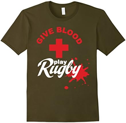 Men's Rugby Shirt - Give Blood Play Rugby Shirts Large Olive