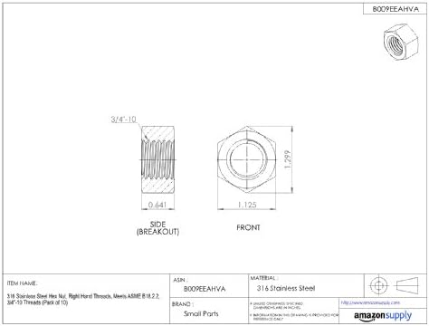 316 Stainless Steel Hex Nut Plain Finish Asme B1822 34 316 Stainless Steel Hex Nut Plain Finish Asme B1822 34