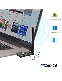 EPSKY   Adaptador de red inalámbrico USB Wifi de 600 Mbps de doble correa 2,4 G 5 G con antena de 2 dBi compatible con Windows XP,Win Vista,Win 7, Win 8.1, Win 10, Mac OS X 10.6   10.13