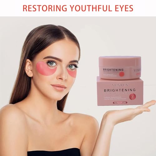 BRIGHTENING EYE MASK – HYALURONIC ACID EYE MASK WITH CAFFEINE,UNDER EYE PATCHES FOR PUFFY EYES AND DARK CIRCLES – 60 EYE PATCHES TO MINIMIZE WRINKLES AND ELIMINATE ，UNDER EYE CARE (1PCS)