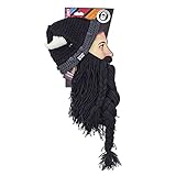 Beard Head - The Original Barbarian Pillager Knit Beard Hat (Black)