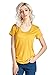 LaClef Women's Doubled Layered Scoop Neck Ruched Maternity Nursing Breastfeeding Top (Medium, Mustard)