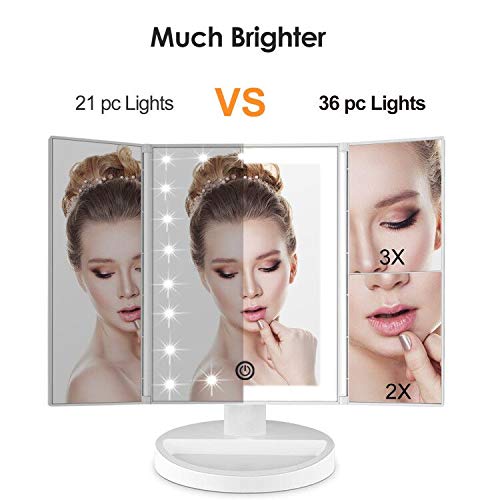 WEILY Makeup Vanity Mirror with LED Lighting and Touch Screen, TriFold