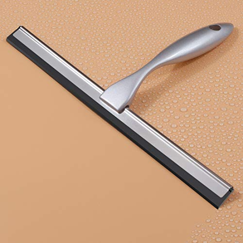 LPOLER Shower Squeegee, Stainless Steel Bathroom Squeegee Cleaner with Detachable 14 Inch Blade 6.8 Inch Longer Handle and Hook for Shower Doors, Glass Window, Mirror and Car Glass - (Silver) - Thumbnail 2