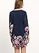 Floerns Women's Casual Floral Print Chiffon Sleeve A-Line Shift Mini Dresses Navy Blue-1 XL