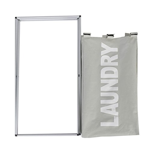 ESHOW 13.4“x15”x22.4“ 600D polyester (oxford) Large Laundry Hamper, 1Section Easy Assembly Washing Cloth Basket Soter, Laundry Basket with Aluminum X-Frame (light grey-1) - Thumbnail 7