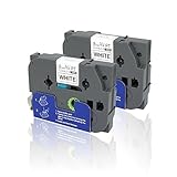 Molshine 2 Pack TZeFX241 Compatible Label Tape for Brother Tze-FX241 TZ-FX241 TZFX241 Black on White (0.7inch 3/4inch 18mm) 8m