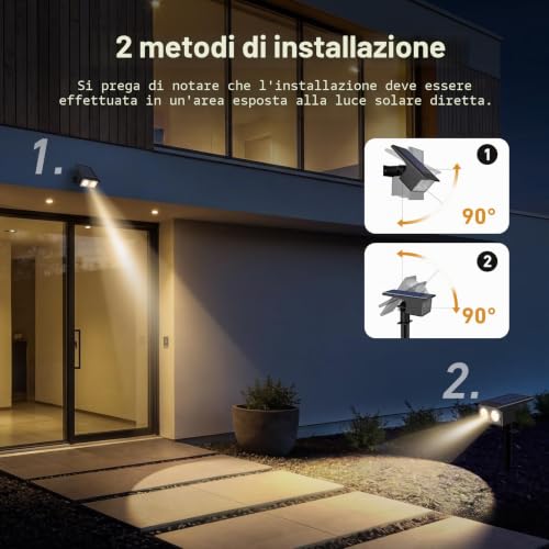 btfarm 6 x Outdoor LED Solar Spotlights, 3000 K/4500 K/6000 K, IP65 Waterproof, 2 Brightness Levels Powerful Solar Light Lamps for Backyard, Driveway, Garage Lawn