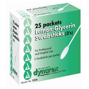 PACK OF 3 EACH LEMON GLYCERIN SWABS 1216 25BX PT#61678412162 by Marble Medical