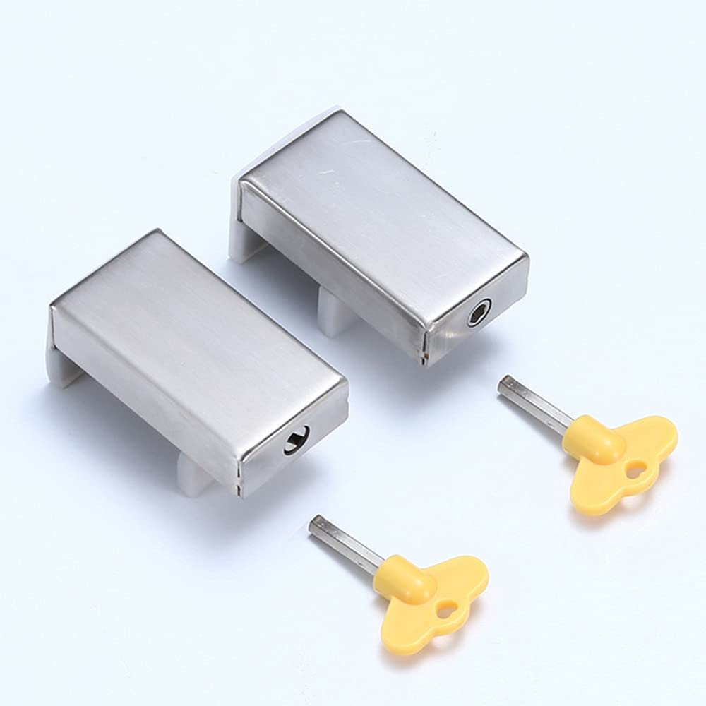 Spotact 2 Pack Sliding Window Wedge Limiter Lock with Key Safety Adjustable Sliding Door Frame Restrictor Aluminium Alloy Anti-Theft for Security Home Office Dormitory School