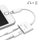 Lightning to 3.5mm Headphone Jack Adapter ,Excellenter Iphone 7 Lightning Audio and Charger Adapter Splitter with Charge and Music Aux Headphone Splitter for Iphone 7 / 7 plus / 8 / 8 plus / X