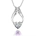 Fashion White Rhodium Plated Heart White Synthetic Stone Angel Wings Pendant with Free 18