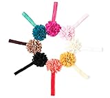 Ema Jane - Fancy Boutique Eyelet Laced Flowers Glued to Lace Headbands (8 Pack)