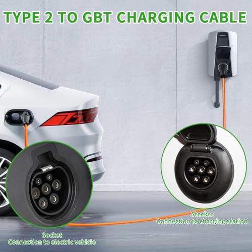 Type 2 to GBT EV Charging Cable 22kW | 32A 5M 3-Phase Mode 3 IP55 Fast Charging | with Carry Bag &Rain Cover | Compatible with BYD Atto 3, Han, Tang | Home & Public Stations – Orange