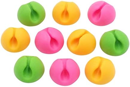 Vorfreude 10 Pack Cable Clips &amp; Cord Management Drops 3M Self Adhesive Stick On Organizer for Car, Ethernet, PC, USB, iPhone, HDMI, or Desk (Single Mini 1) Assorted Multicolor