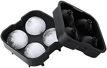 Pertique Ice Ball Maker Mold （Set of 2）-Grade Silicone Ice Mold Tray With 12.5 X 5 cm - Perfect for Whiskey, Cocktail, Soft Drinks-black