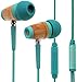 Symphonized Kids Volume Limited Premium Wood in-Ear Noise-isolating Headphones, Earbuds, Earphones with Mic (Seafoam Green)
