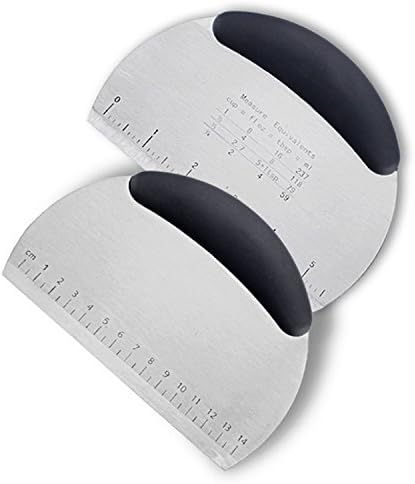 2Pcs Pastry Cutter and Dough Scraper &amp; Chopper Stainless Steel - Multi-purpose Kitchen Gadgets with Rubber Handle for Cake, Pizza by SUNUNICO