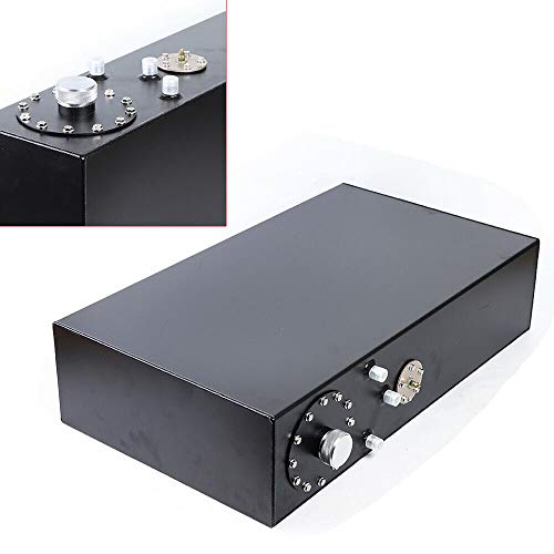 RANZHIX 64 L 17-Gallon Top Feed Fuel Cell Gas Tank Aluminum Polished Racing Street Drift Strip Fuel Cell Tank W/Level Sender(Black)