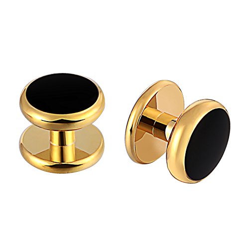 Aienid Cufflinks and Studs Set for Tuxedo Shirts Business Wedding Stainless Steel 2 Cufflinks and 8 Studs - Thumbnail 3