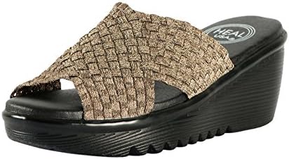Heal USA Wedge Sandals Cross Band Black Outsole Copper 7 US