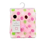 Little Beginnings Polka Dot Baby Blanket Boys/Girls Blue Pink (Pink)