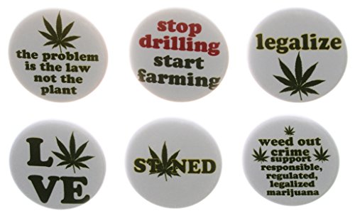 Set 6 Legalize Marijauna Cannbis Plant 1.25" Pinback Buttons Pins Farming Plant
