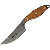 TOPS Knives Lioness Rockies Edition Fixed Blade Knife, Tumbled, Tan Micarta | Made in USA with Finger-tread grip, rotating carry clip and full-size field profile for game processing and carving