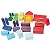 Grimm's Colored Rainbow Geo-Blocks - Classic Wooden Building Blocks Set with Net Bag, 30 Pieces