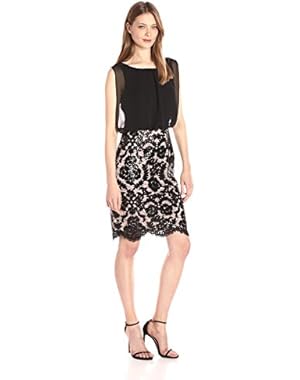 Calvin Klein Women's Cocktail Dress with Chiffon Bodice and Sequin Skirt