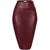 Faux Leather Skirts for Women High Waisted Leather Bodycon Pencil Skirt