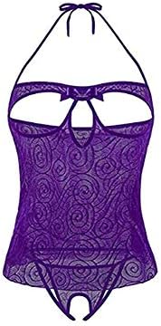 ZILucky Women Cupless Babydoll Lingerie Set Top with G-String Panties Sleepwear Outfit